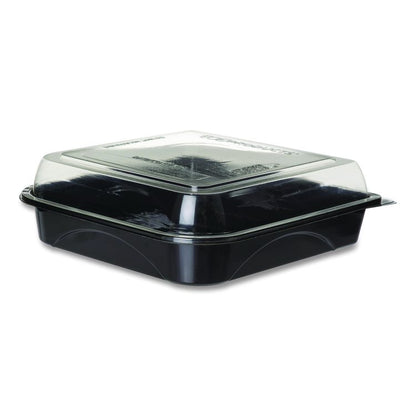 100% Recycled Content 9" Premium Take Out Containers, 42 oz, 9 x 8.8 x 1.6, Black/Clear, Plastic, 50/Pack, 3 Packs/Carton