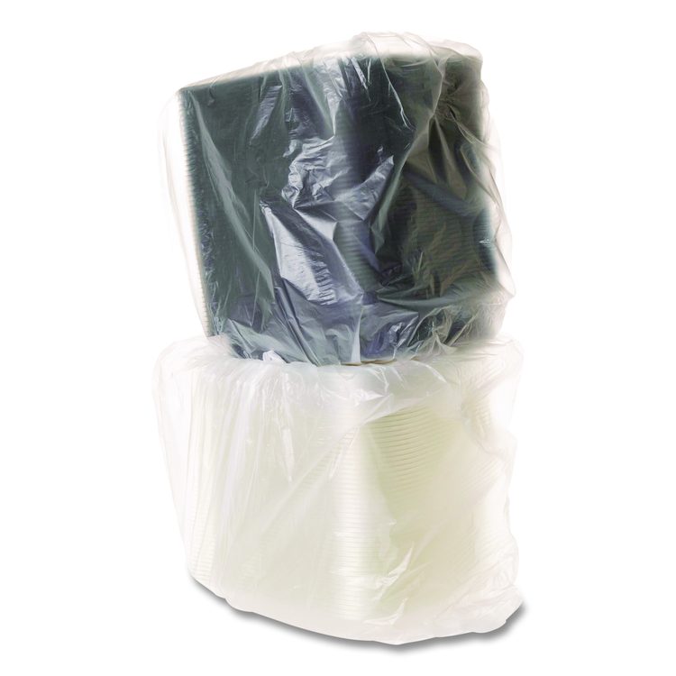 100% Recycled Content 9" Premium Take Out Containers, 42 oz, 9 x 8.8 x 1.6, Black/Clear, Plastic, 50/Pack, 3 Packs/Carton