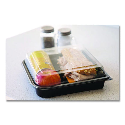 100% Recycled Content 9" Premium Take Out Containers, 42 oz, 9 x 8.8 x 1.6, Black/Clear, Plastic, 50/Pack, 3 Packs/Carton