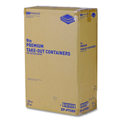 100% Recycled Content 9" Premium Take Out Containers, 42 oz, 9 x 8.8 x 1.6, Black/Clear, Plastic, 50/Pack, 3 Packs/Carton