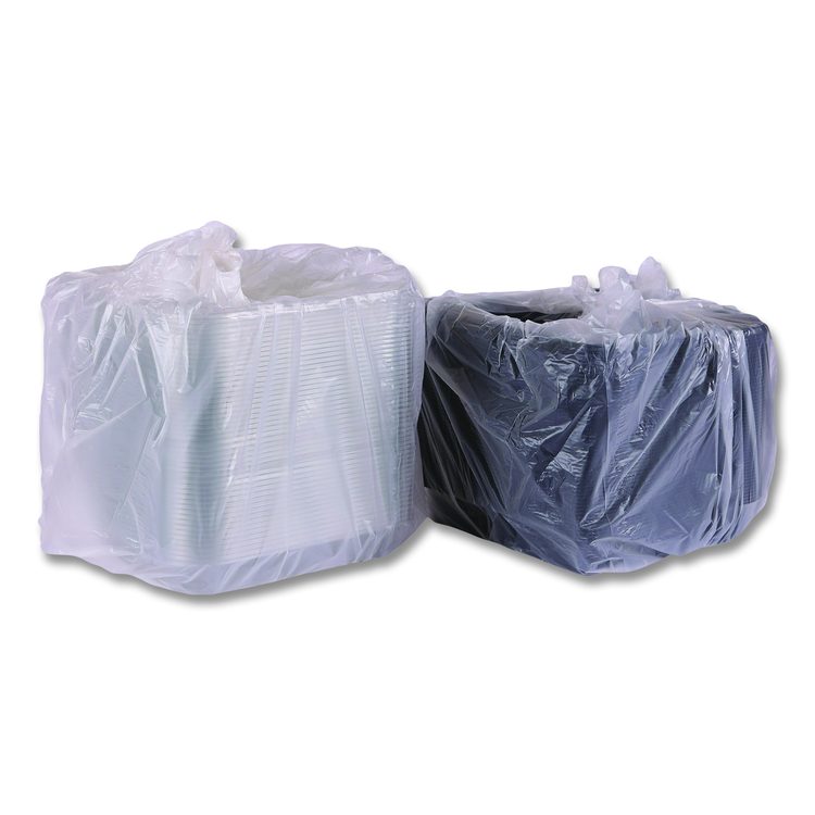 100% Recycled Content 9" Premium Take Out Containers, 42 oz, 9 x 8.8 x 1.6, Black/Clear, Plastic, 50/Pack, 3 Packs/Carton