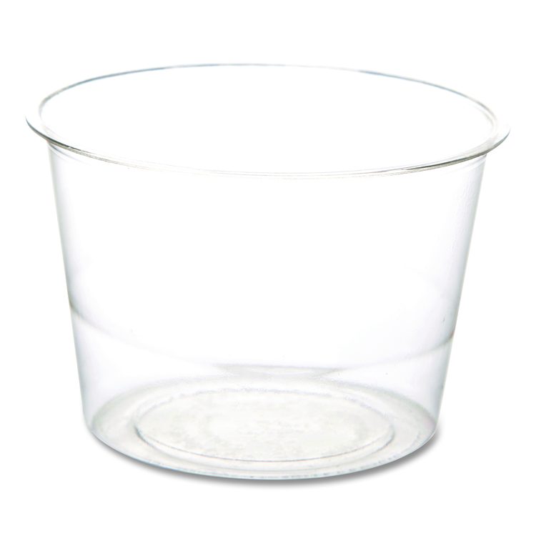 Renewable and Compostable Portion Cups, 4 oz, Plastic, Clear, 100/Pack, 20 Packs/Carton