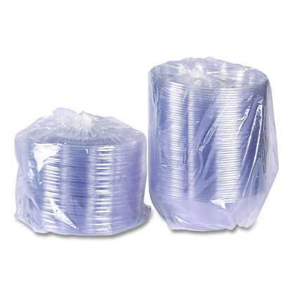 Salad Bowls with Lids, Squat, 64 oz, 9.5" Diameter x 3.2" h, Clear, Plastic, 150/Carton
