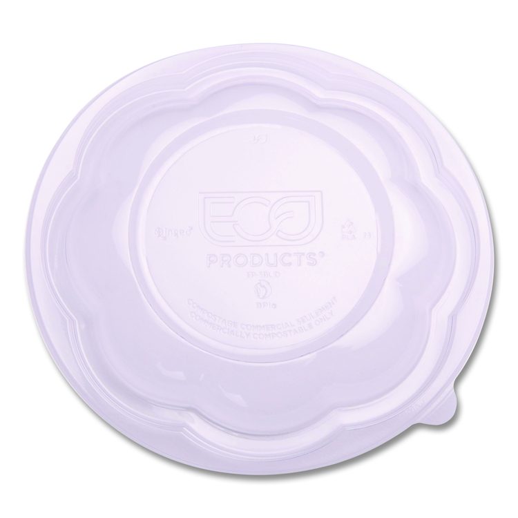 Renewable and Compostable Lids, Fits 24, 32 and 48 oz Salad Bowls, Clear, Plastic, 300/Carton