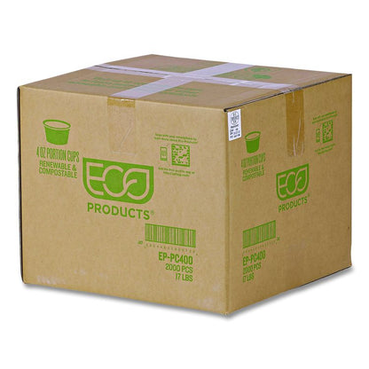 Renewable and Compostable Portion Cups, 4 oz, Plastic, Clear, 100/Pack, 20 Packs/Carton