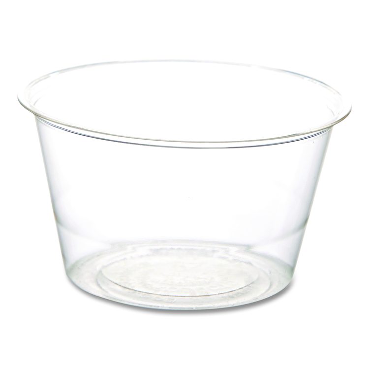 Renewable and Compostable Portion Cups, 3 oz, Plastic, Clear, 100/Pack, 20 Packs/Carton