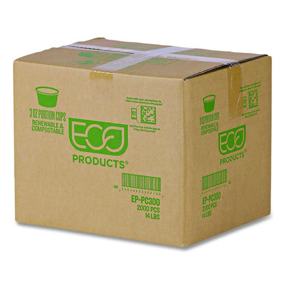 Renewable and Compostable Portion Cups, 3 oz, Plastic, Clear, 100/Pack, 20 Packs/Carton