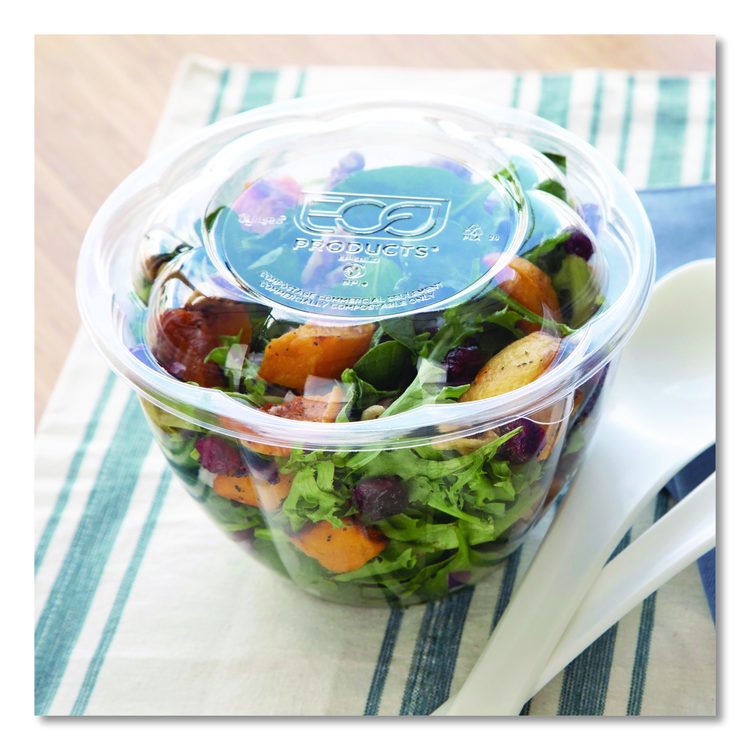Salad Bowls, 48 oz, 6.69" Diameter x 4.38" h, Clear, Plastic, 300/Carton
