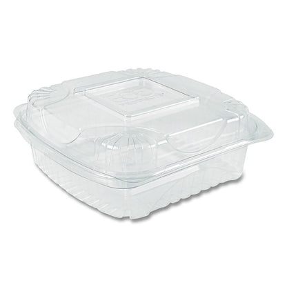 Renewable and Compostable Clear Clamshell Hinged Food Containers, 8 x 8 x 3, Plastic, 80/Pack, 2 Packs/Carton