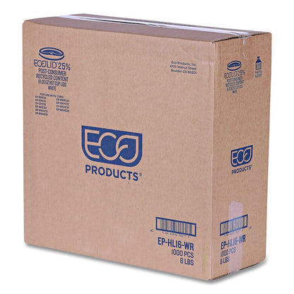 EcoLid 25% Recycled Content Hot Cup Lid, Fits 10 oz to 20 oz Hot Cups, Plastic, White, 100/Pack, 10 Packs/Carton