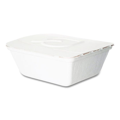 Vanguard Folia Renewable and Compostable Take-Out Container, 3 Compartments, 35 oz, 5.8 x 6.9 x 2.5, White, Sugarcane, 300/CT
