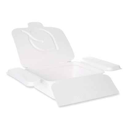 Vanguard Folia Renewable and Compostable Take-Out Container, 3 Compartments, 22 oz, 5.39 x 5.94 x 2, White, Sugarcane, 300/CT