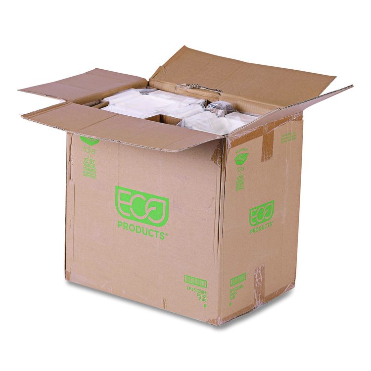 Vanguard Folia Renewable and Compostable Take-Out Container, 3 Compartments, 22 oz, 5.39 x 5.94 x 2, White, Sugarcane, 300/CT