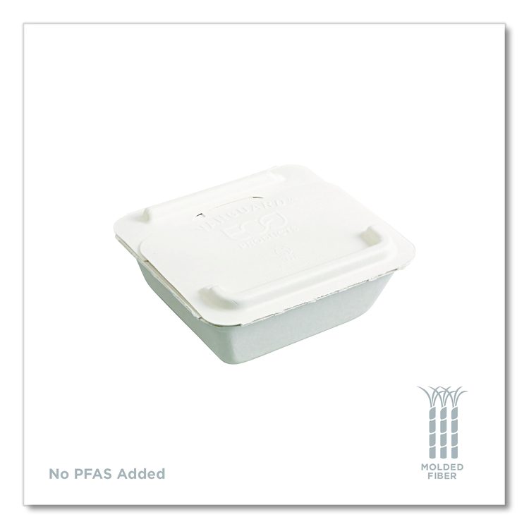 Vanguard Folia Renewable and Compostable Take-Out Container, 3 Compartments, 22 oz, 5.39 x 5.94 x 2, White, Sugarcane, 300/CT