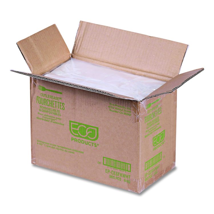 Cutlery for Cutlerease Dispensing System, Fork, Plastic, White, 960/Carton
