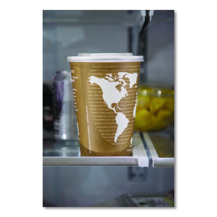World Art Renewable and Compostable Food Container, 32 oz, 4.05" Diameter x 5.8" h, Tan, Paper, 25/Pack, 20 Packs/Carton