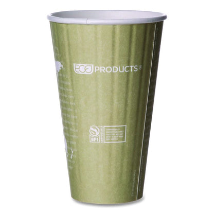 World Art Renewable and Compostable Insulated Hot Cups, 16 oz, Paper, Brown/White, 40/Pack, 15 Packs/Carton