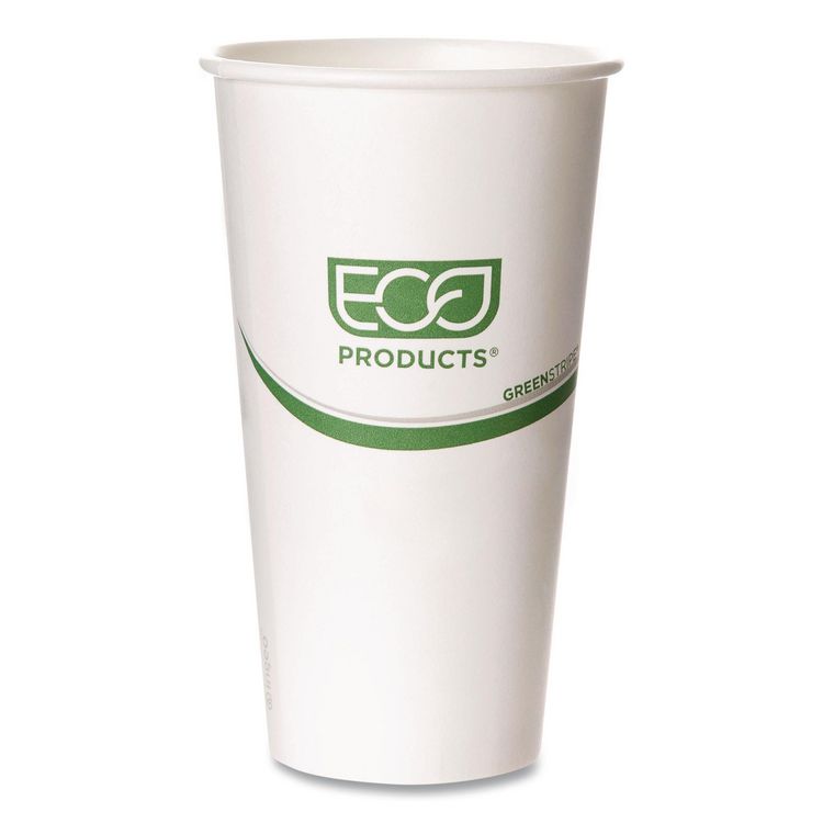 GreenStripe Hot Cups, 20 oz, Paper, White, 50/Pack, 20 Packs/Carton