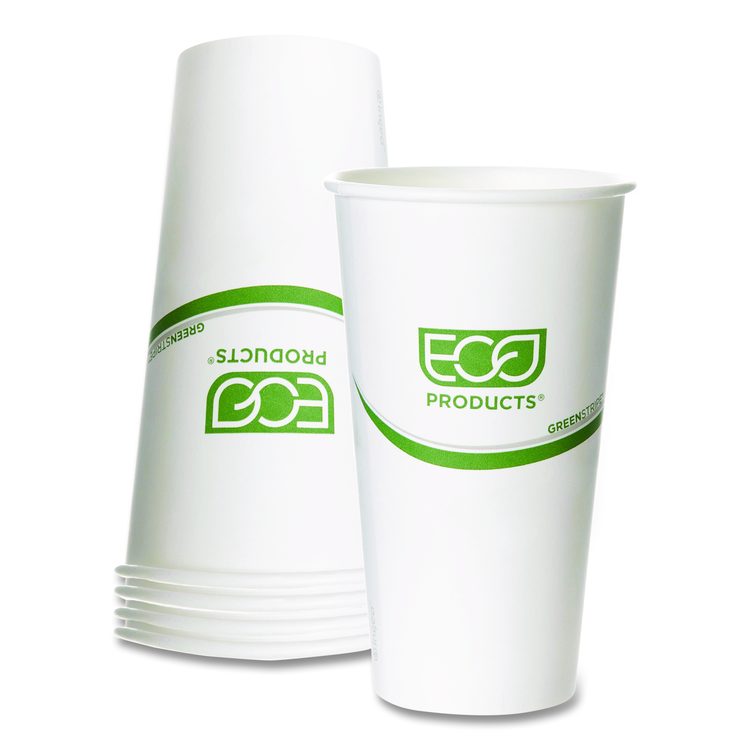 GreenStripe Hot Cups, 20 oz, Paper, White, 50/Pack, 20 Packs/Carton