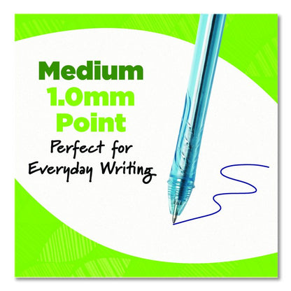 Ecolutions Gel Pen, Retractable, Medium 1 mm, Assorted Ink Colors, Blue Barrel, 12/Pack