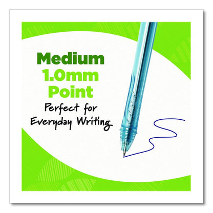 Ecolutions Gel Pen, Retractable, Medium 1 mm, Blue Ink, Blue Barrel, 12/Pack