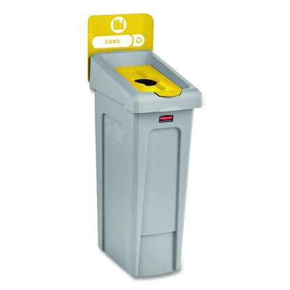 Slim Jim Recycling Station Kit, 1-Stream Bottles and Cans, 23 gal, Plastic, Yellow/Gray