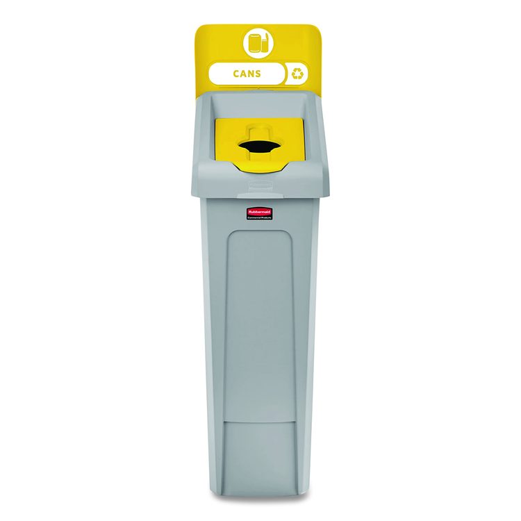 Slim Jim Recycling Station Kit, 1-Stream Bottles and Cans, 23 gal, Plastic, Yellow/Gray