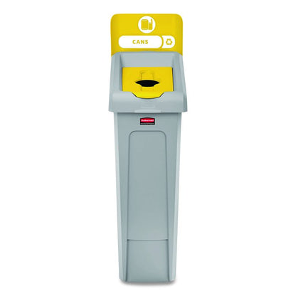Slim Jim Recycling Station Kit, 1-Stream Bottles and Cans, 23 gal, Plastic, Yellow/Gray