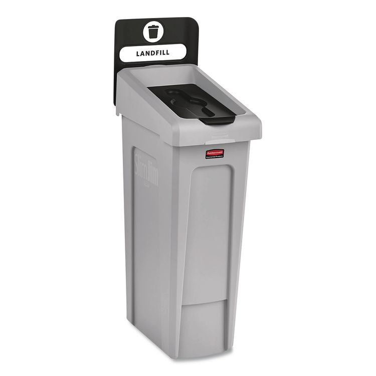 Slim Jim Recycling Station Kit, 1-Stream Landfill, 23 gal, Plastic, Gray/Black
