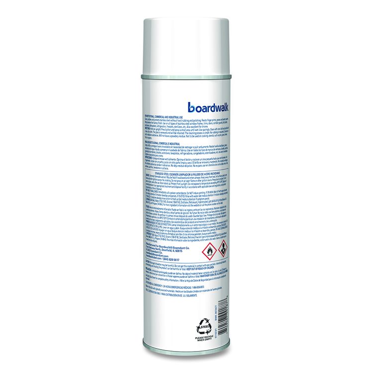 Stainless Steel Cleaner and Polish, Water-in-Oil Based, 18 oz Aerosol Spray, 12/Carton