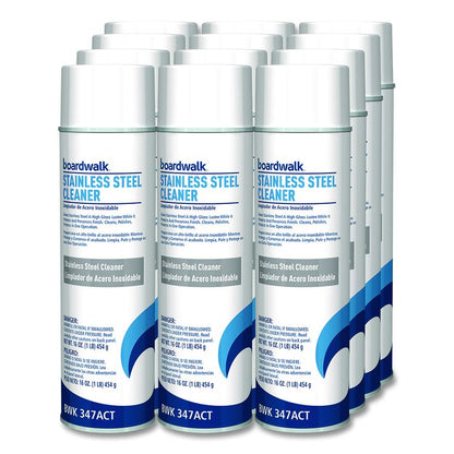 Stainless Steel Cleaner and Polish, Water-in-Oil Based, 18 oz Aerosol Spray, 12/Carton