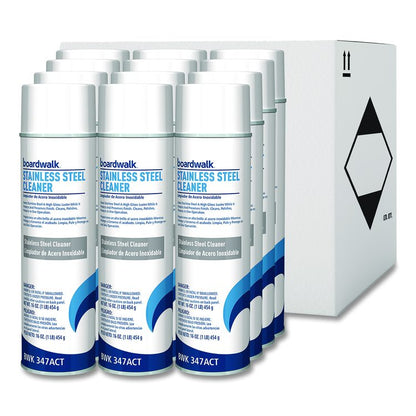 Stainless Steel Cleaner and Polish, Water-in-Oil Based, 18 oz Aerosol Spray, 12/Carton