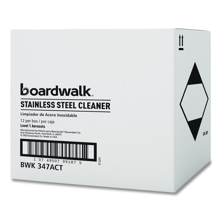 Stainless Steel Cleaner and Polish, Water-in-Oil Based, 18 oz Aerosol Spray, 12/Carton