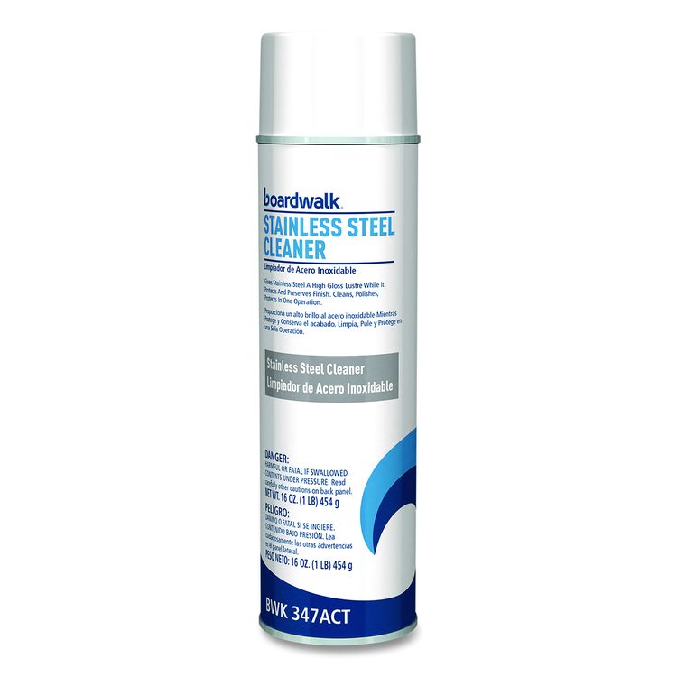 Stainless Steel Cleaner and Polish, Water-in-Oil Based, 16 oz Aerosol Spray