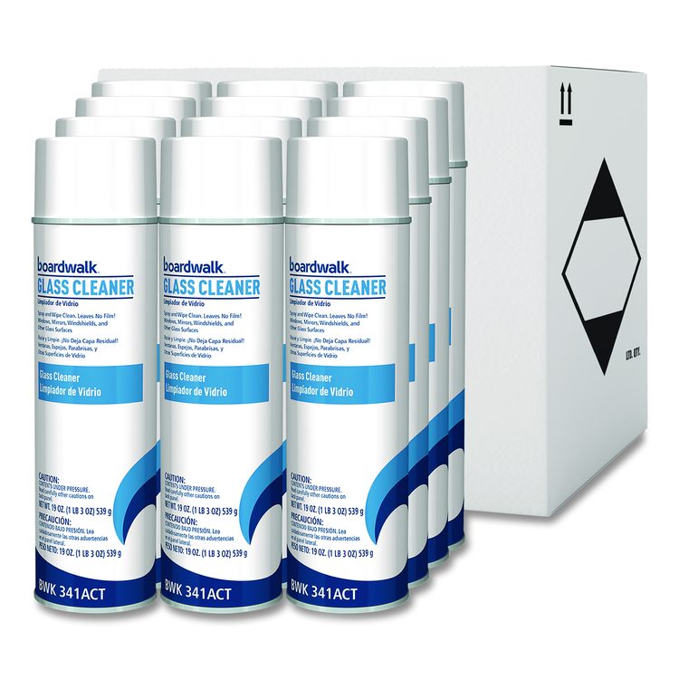 Heavy-Duty Glass Cleaner, Sweet Scent, 19 oz Aerosol Spray, 12/Carton