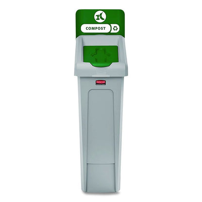 Slim Jim Recycling Station Kit, 1-Stream Compost, 23 gal, Plastic, Green/Gray
