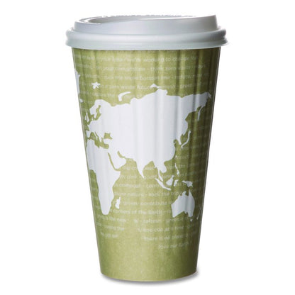World Art Renewable and Compostable Insulated Hot Cups, 16 oz, Paper, Brown/White, 40/Pack, 15 Packs/Carton