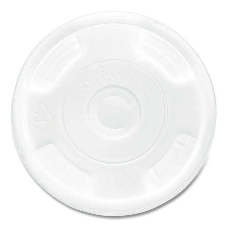 BlueStripe Recycled Content Cold Cup Flat Lids, Fits 9 oz to 24 oz Cold Cups, Plastic, Clear, 100/Pack, 10 Packs/Carton