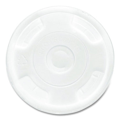 BlueStripe Recycled Content Cold Cup Flat Lids, Fits 9 oz to 24 oz Cold Cups, Plastic, Clear, 100/Pack, 10 Packs/Carton