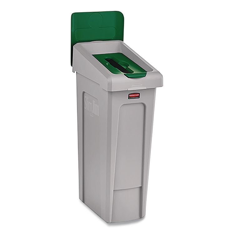 Slim Jim Recycling Station Kit, 1-Stream Paper, 23 gal, Plastic, Green/Gray
