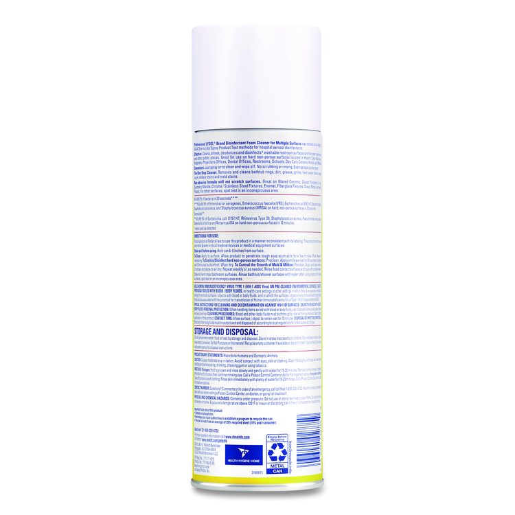 Disinfectant Foam Cleaner, Fresh Scent, 24 oz Aerosol Spray