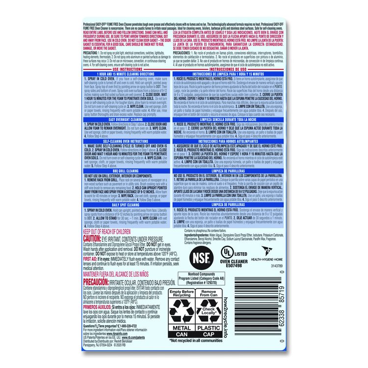 Fume Free Max Oven Cleaner, Foam, Lemon, 24 oz Aerosol Spray, 6/Carton