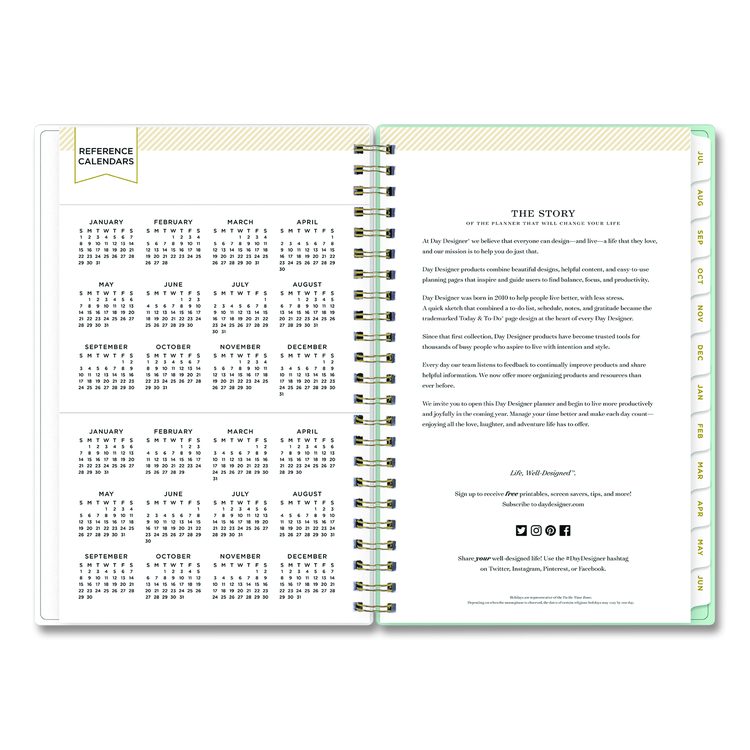 Day Designer "Secret Garden Mint" Academic Year Weekly/Monthly Notes Planner, 8 x 5, 12-Month (July to June): 2025-2026