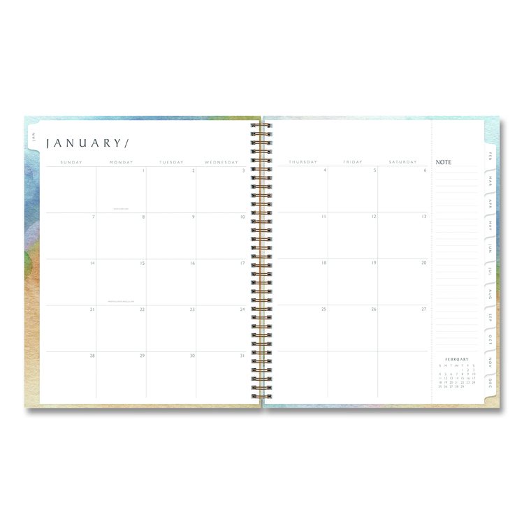 One Tree Planted Andreo Weekly/Monthly Planner, Abstract Artwork, 11" x 8.5", Blue/Sand/Green Cover, 12-Month (Jan-Dec): 2026