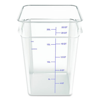 Squares Polycarbonate Food Storage Container, 22 qt, 11 13 x 11.13 x 15.72, Clear, Plastic