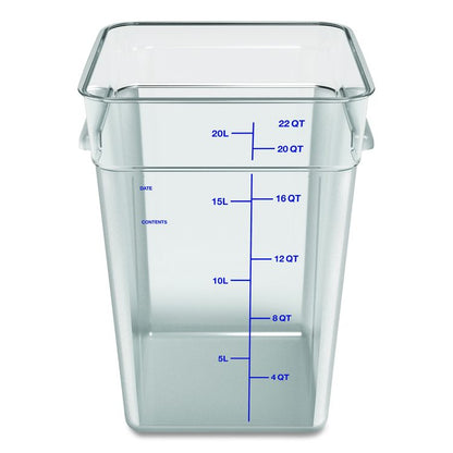 Squares Polycarbonate Food Storage Container, 22 qt, 11 13 x 11.13 x 15.72, Clear, Plastic