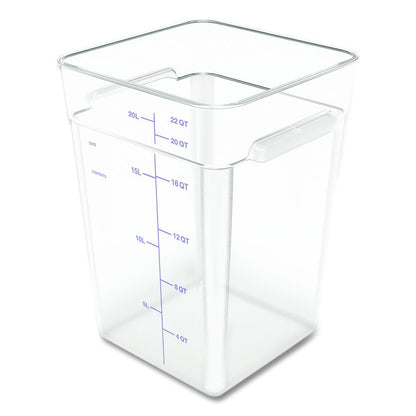 Squares Polycarbonate Food Storage Container, 22 qt, 11 13 x 11.13 x 15.72, Clear, Plastic