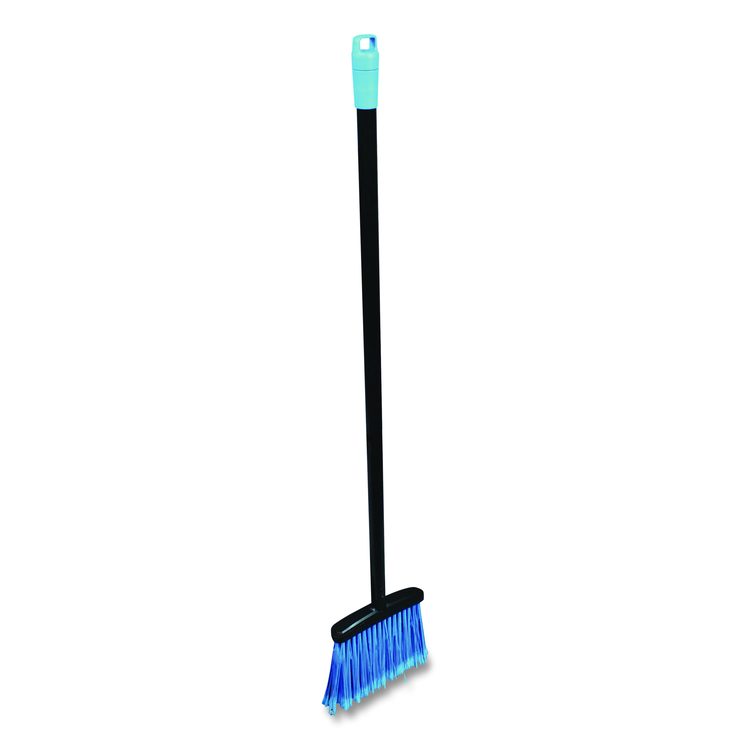 Lobby Dust Pan Broom, 36.86" Length, Black/Blue, 12/Carton