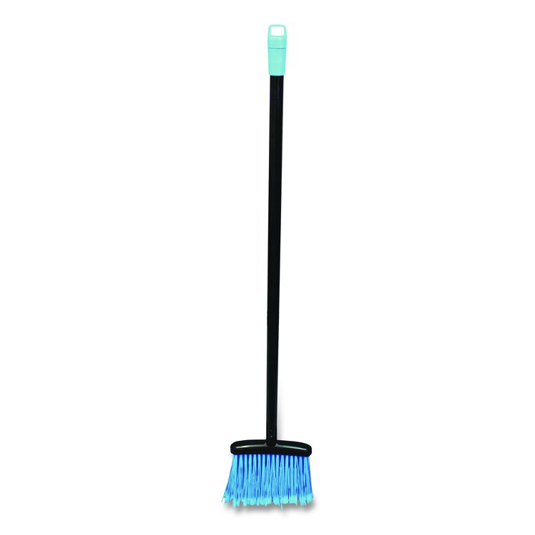 Lobby Dust Pan Broom, 36.86" Length, Black/Blue, 12/Carton