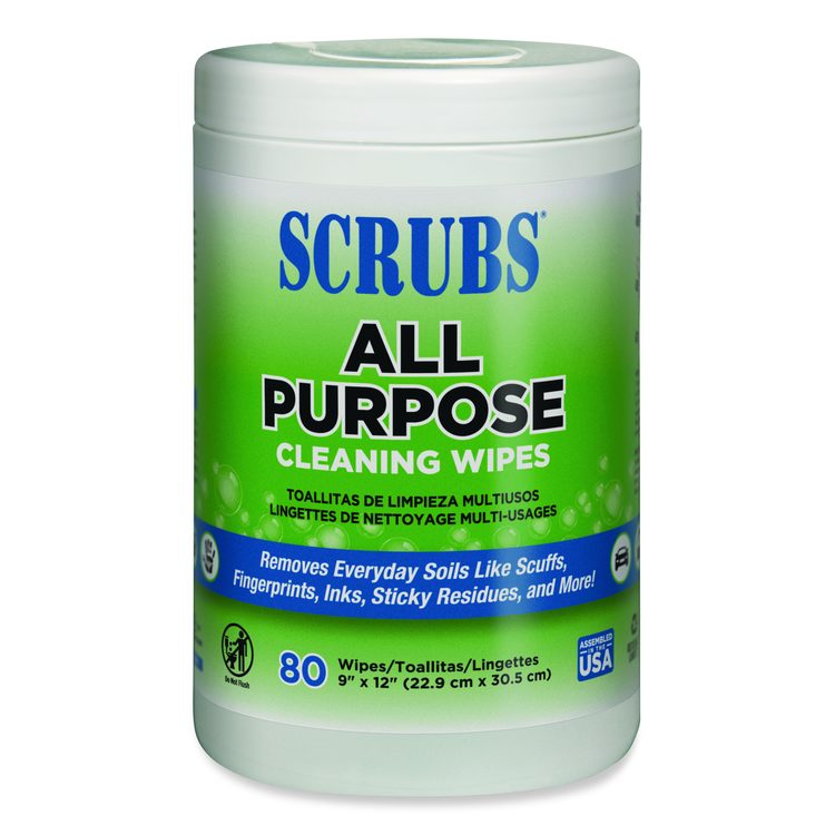 All Purpose Cleaning Wipes, 9 x 12, Citrus Scent, White, 80 Wipes/Canister, 6 Canisters/Carton